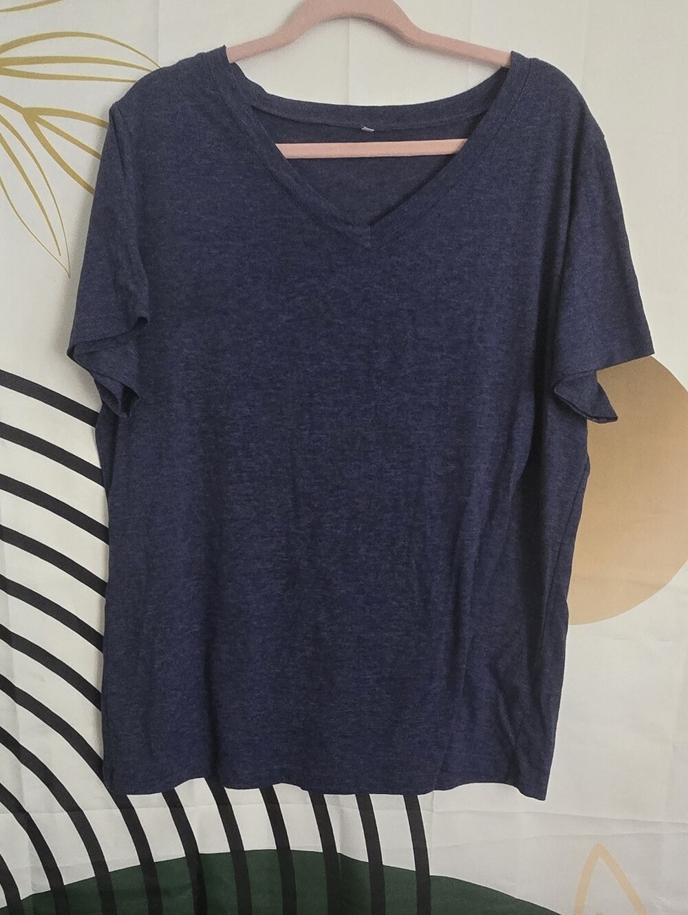 Amazon Women's Dark Blue V-Neck Short Sleeve Tee